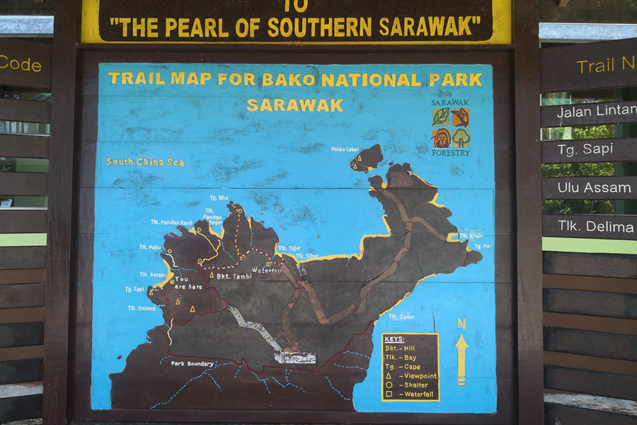 Trail Map for Bako National Park Sarawak